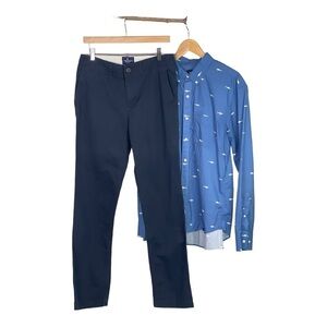 American Eagle Outfitters Relaxed Straight Fit Navy Chinos